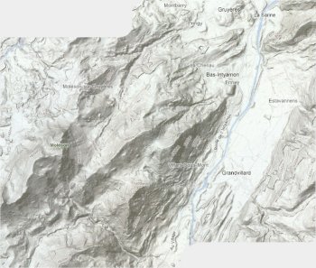 Ubicazione area Gruyères - Moléson dove c’è la Via Ferrata del Pilier (29563 bytes)